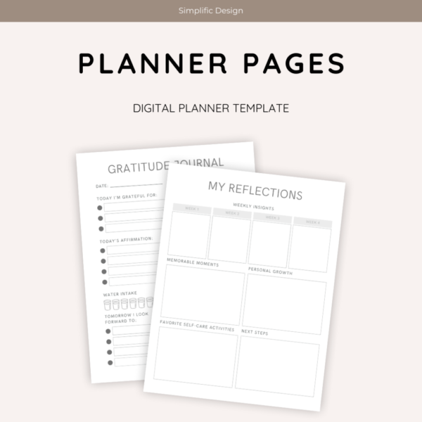 Dummy Product - Gratitude & Reflection Planner Pages | Printable PDF